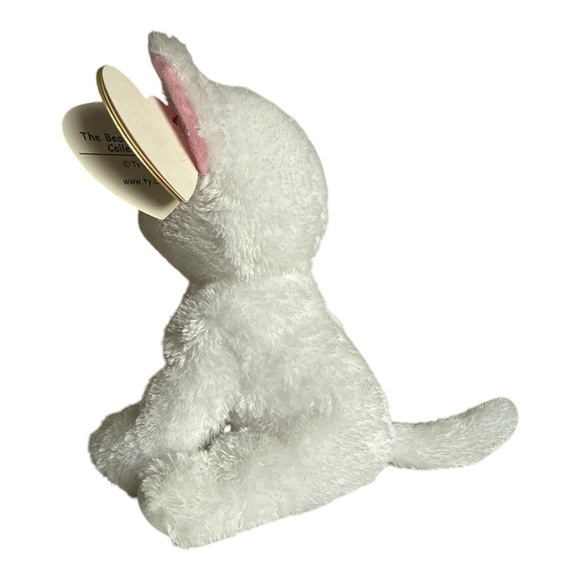 Ty Beanie Babies White Cat Plush Pink Eyes and Ears - Picture 2 of 6